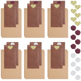 Envelope Writing Paper Set, 50 Pieces Writing Paper and Envelopes, Vintage Writing Paper Set with 18 Pieces Red-Brown Envelopes, 18 Pieces Wax Seal Stickers