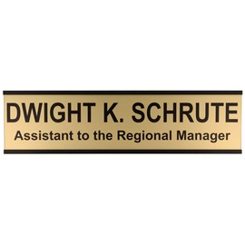 ExcelMark Assistant to The Regional Manager Custom Desk Plate – 2â€ x 8â€ Novelty Name Plate – Gold Name Plate with Black Desk Holder