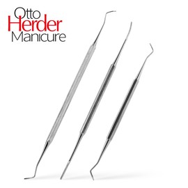 OTTO HERDER Foot Care Instrument Set – 3-Piece Instrument Set 2x Corner Lifters 17 cm and 12.8 cm Corner File 15 cm with Straight/Curved End