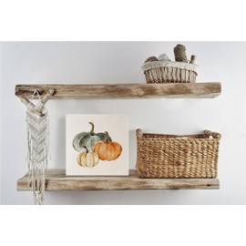 KEUSPI Fall Pumpkin Desk Decor,Farmhouse Pumpkin Fall Harvest Wood Sign Plaque,Fall Signs,Boho Fall Pumpkin Home Farmhouse Decor (orange2), 5x5inch