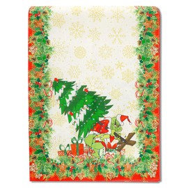Thyonta Christmas Grinch Table Runner Linen Print Cartoon Table Flag Suitable for Restaurant Decoration, Holiday Atmosphere Decoration（C）
