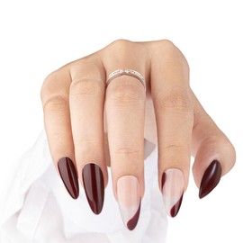 APQ Fake nails by Handmade，Red Minimalist，Medium Length Almond，Fingertip Delineation