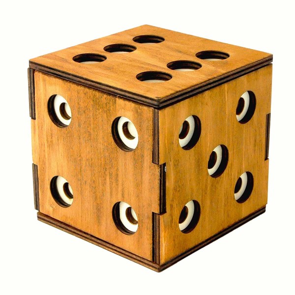 LOGICA GIOCHI Art. Casket Enigmatic Dice – Wooden Puzzle – Secret Box – Difficulty 5/6 Incredible – Leonardo da Vinci Series
