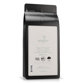 Lifeboost Coffee Half Caff Ground Coffee - Low Acid Single Origin USDA Organic Coffee - Non-GMO Ground Coffee Third Party Tested For Mycotoxins & Pesticides - 12 Ounces