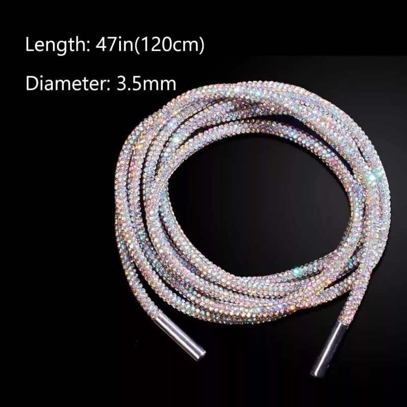 KFMX Agujetas Circular Diamantes Piedras 1.2m Tenis Zapatos