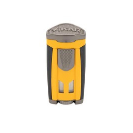 Xikar HP3 Inline Triple Flame Cigar Lighter, Attractive Gift Box, EZ-View Red Fuel Window, Honeycomb Texture, Burnt Yellow