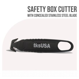 Safety Box Cutter. tksUSA here, your Cutter Stainless, Steel Package Opener. Pack Safety Knife Package Box Opener with Ergonomic Film Cutting Blade for Box, Carton, Shrink Wrap, Plastic Straps