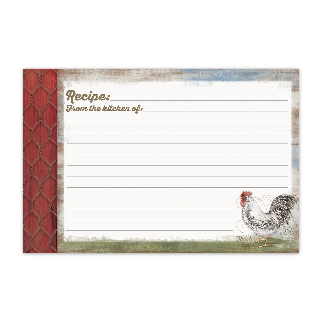 Brownlow Gifts Recipe Cards, Barnyard Rooster, Multicolor