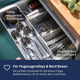 VanDeBord Aluminium Flat Drawer, Drawer, Accessories for Aircraft Trolleys, Airline Trolleys and Board Boxes (Atlas, Includes Felt Insert & Dividers)