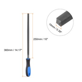 HARFINGTON Square File 10" High Carbon Hardened Steel Double Cut Hand Rasp with Plastic Handle for Deburring and Removing Material