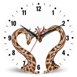 SPUNKER Clock for Bedroom,Giraffes Kitchen Wall Clock,Abstract Love Heart Clocks 10 Inch Silent Non-Ticking Wall Battery Operated for Living Room Bedroom Bathroom Laundry Room Decor