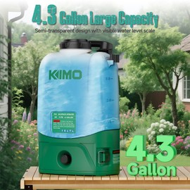 KIMO 4.3 Gallon Battery Powered Backpack Sprayer, 2PCS 20V 2.0Ah Battery & Fast Charger, 31" Telescopic Wand, 6 Nozzles, No Pump Needed, 0-73 PSI Electric Garden Sprayer for Weed, Lawn, Yard, Cleaning