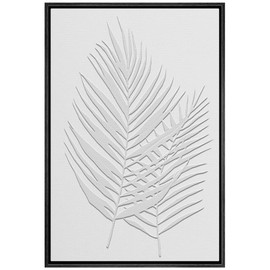 SIGNWIN Framed Canvas Print Wall Art White Island Jungle Palm Leaf Nature Wilderness Illustrations Digital Art Decorative Floral Botanical Relax/Zen for Living Room, Bedroom, Office - 16"x24" Black