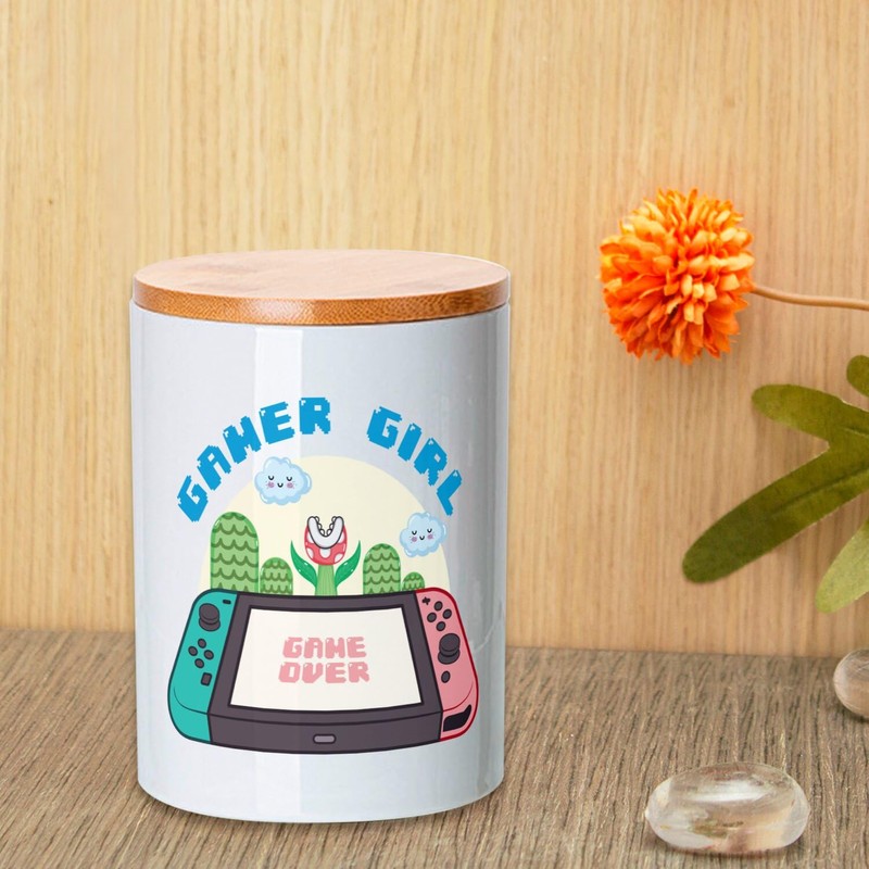 Fabulous Ceramic Pot with Lid Bamboo - Gamer Girl Games