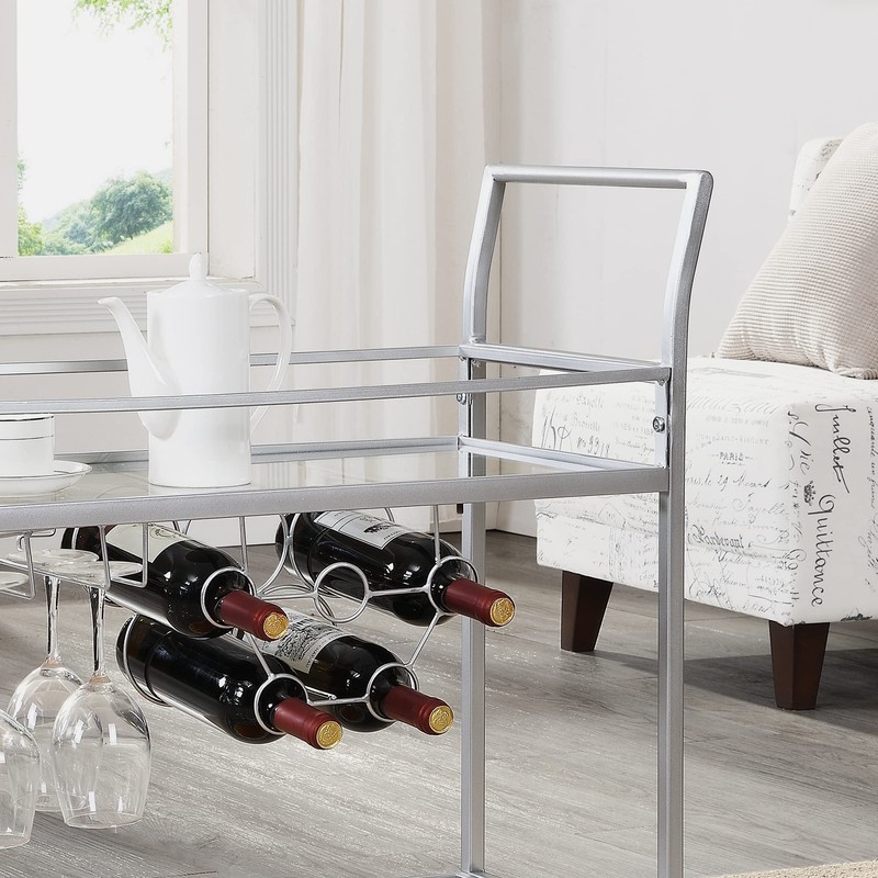 FirsTime & Co. Silver Delilah Bar Cart, 2 Tier Mobile