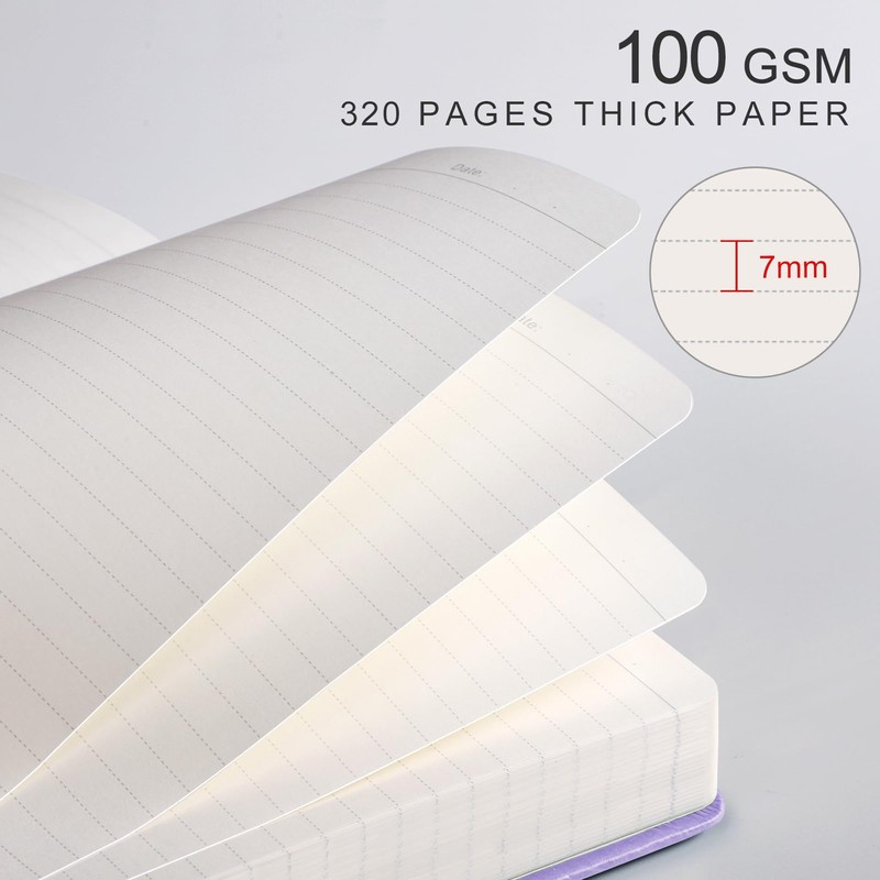 EMSHOI A5 Notebook Lined Journal - 320 Numbered Pages, 100gsm