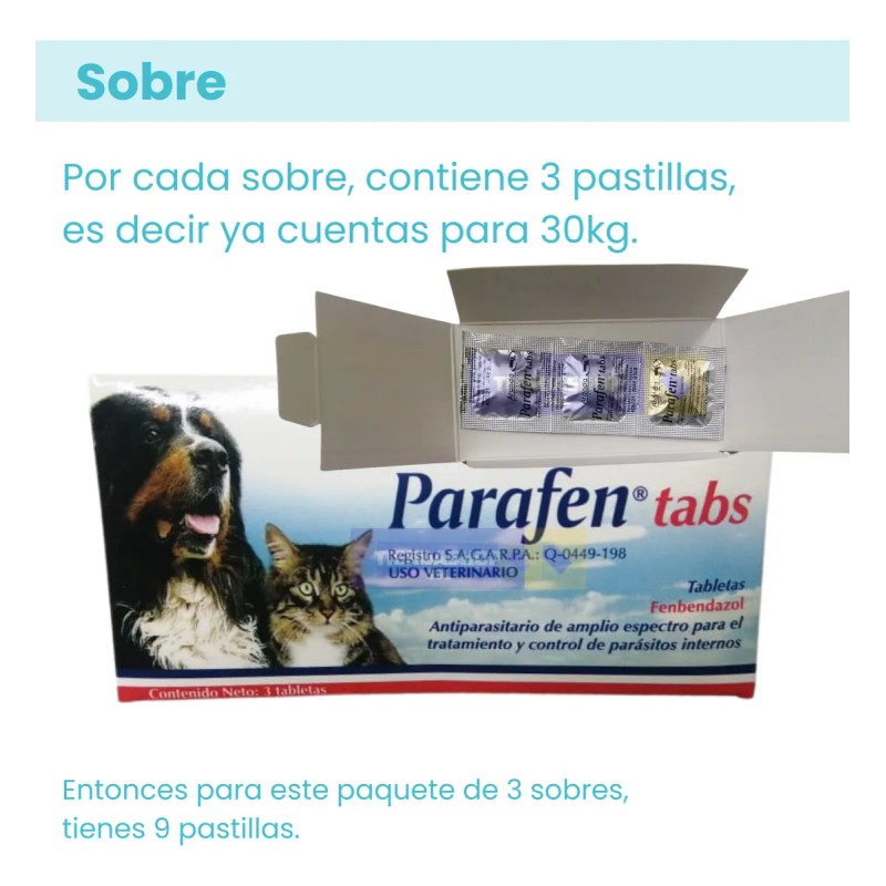 Tableta Desparacitante Para Perros Y Gatos 3 Sobres