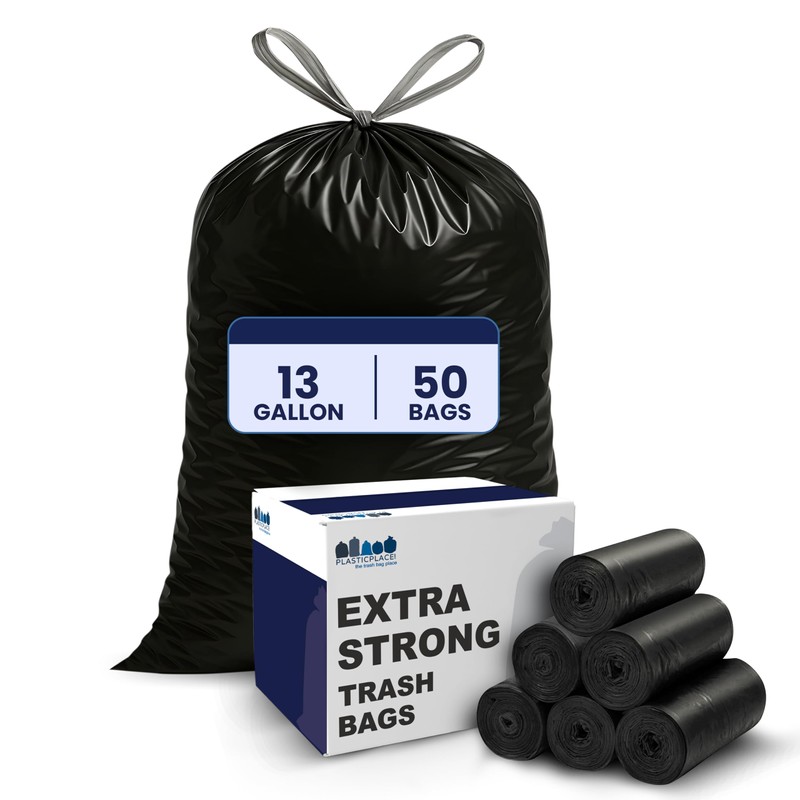 Plasticplace W13DSBKJR 13 Gallon Trash Bags │ 1.2 Mil │