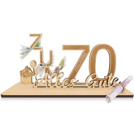 Sugeru Money Gifts Birthday for 70 | 25 x 13 x 12 cm | Birthday Women Men | Wooden Gifts | Gifts Made of Wood Decoration | Money Gift for Friends, Family, Lovers Guest Book
