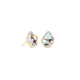 Kendra Scott Tessa Stud Earrings for Women, Fashion Jewelry, 14k Gold-Plated Brass, Iridescent Dichroic Glass