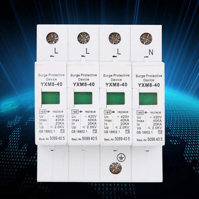 Ejoyous Surge Protection 4P 40KA, Surge Arrester House DIN Rail
