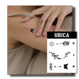 UBICA Tattoo, Semi-permanent Tattoos,2 Sheets Fake Tattoo,Realistic Tattoos Non-Reflective,Waterproof For 1-2 Weeks,Flower Tattoos 4x4.5in