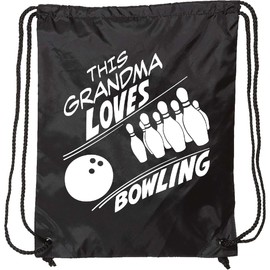inktastic This Grandma Loves Bowling with Pins and Ball Drawstring Bag Black 3877d