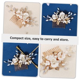 Mikinona Bridal Hair Comb with Ceramic Flower Design Elegant Wedding Headdress for Daily Use Lightweight and Wear Resistant Accessory for Bride and Bridesmaids for Parties and Special