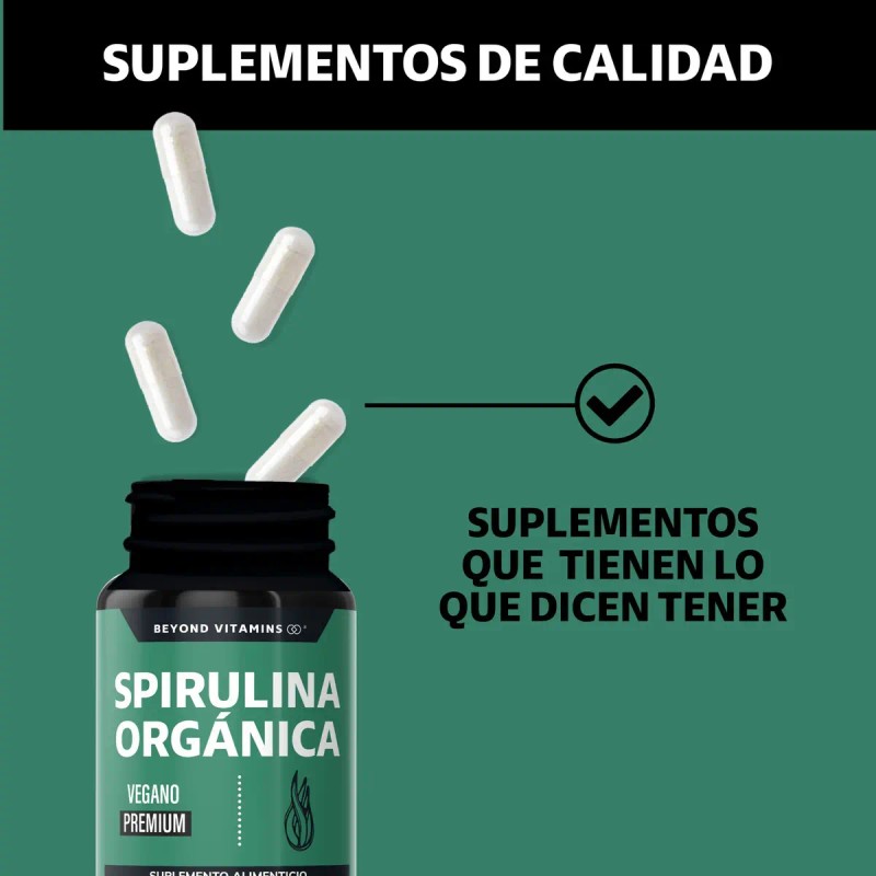 Spirulina Orgánica 100 Natural Espirulina Tecnología Cápsulas Veganas Capsulas Vitaminas