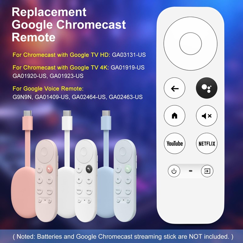 Voice Remote for Google Chromecast TV, G9N9N Replacement Remote Control