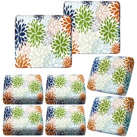 Hosuly 8 Pcs Spring Dahlia Sofa Cushion Cover for Patio Summer Floral Stretch Outdoor Sofa Seat Cushions Covers Tropical Flower Indoor Replacement Couch Slipcover Flexibility Chair Seat Cover