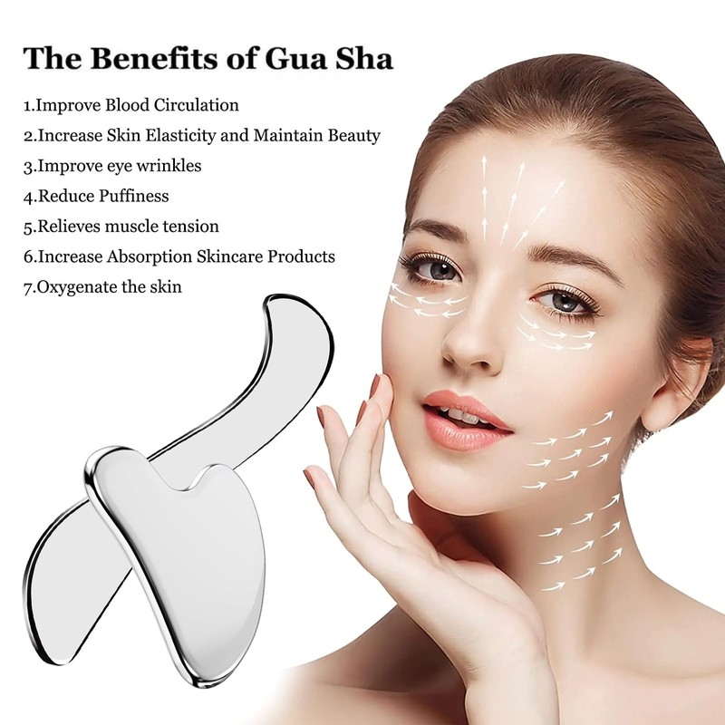 Landrain Gua Sha Stein Edelstahl, Gua Sha Schaber Faszien Tool