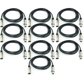 Adam Hall Cables K3MMF0300 Microphone Cable XLR Female to XLR Male DMX Audio Cable 3-Pin (3.0 m, Black, 10) Pack of 10