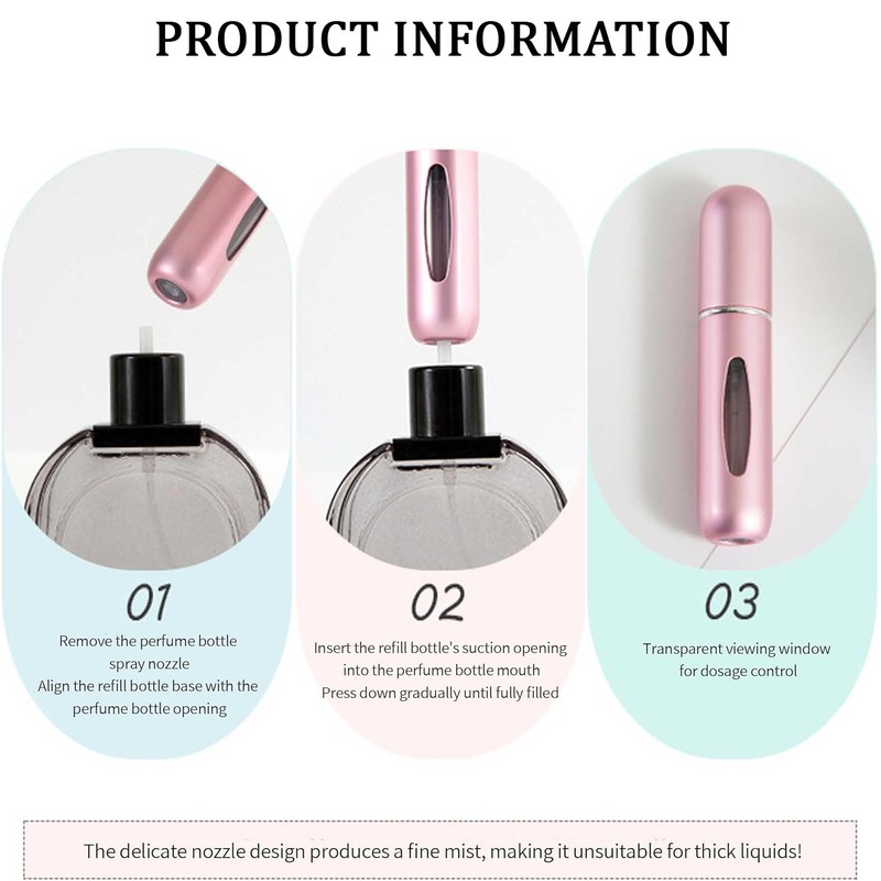 4 Pcs Perfume Travel Refillable, 5ml Travel Perfume Bottle Refillable,