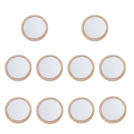 Bustlwor Pack of 10 Hand Mirrors, Small Portable Round Makeup Mirrors, Small Wooden Hand Mirrors, for Daily Use (Wood Colour)