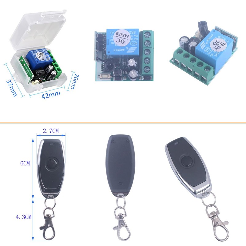 MANGOOD Mini Wireless Remote Switch 6V/12V/24V/10A Relay Remote Light Switch,328FT