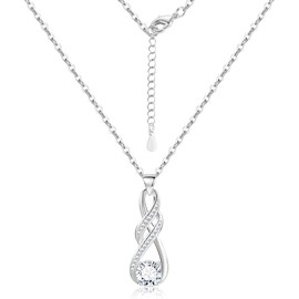 ASH'S CHOICE Necklaces for Women, Sterling Silver 925 Necklace with Infinity Pendant AAA+ Zirconia Rhinestone Infinity Pendant Necklace Silver/Rose Gold/Gold Women Ladies Jewellery Gift, Sterling