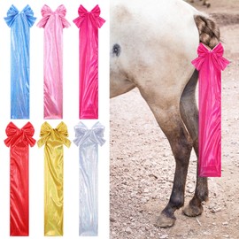 Huhumy 6 Pcs Vibrant Tail Wrap for Horses Breathable Iridescent Horse Tail Bag Guard Slip on 2 Strand Closure Straps Grooming Supplies to Keep Clean from Dirt Breakage Rubbing 6 Designs