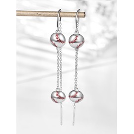 Baseball Earrings for Women Sterling Silver Sports Earrings Dangle Drop Earrings for Sport Lovers Baseball Jewelry