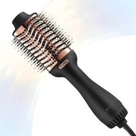 TYMO Cepillo Secador de Cabello, Cepillo Secador en Uno, Secador de Cabello Iónico y Estilizador Voluminizador 4 en 1 con Barril Ovalado de Titanio, Alisador de Aire Caliente para Peinado Suave Sin