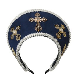 Tudor Queen Coronet Hooded Hat for Women Anne Boleyn Hat Headwear Elizabethan Headwear French Royal Headband for Cosplay Party
