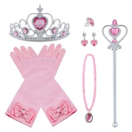 Vicloon Princess Costume - Ice Princess - 4-Part Set - Elsa Gloves, Magic Wand, Tiara Crown, Necklace