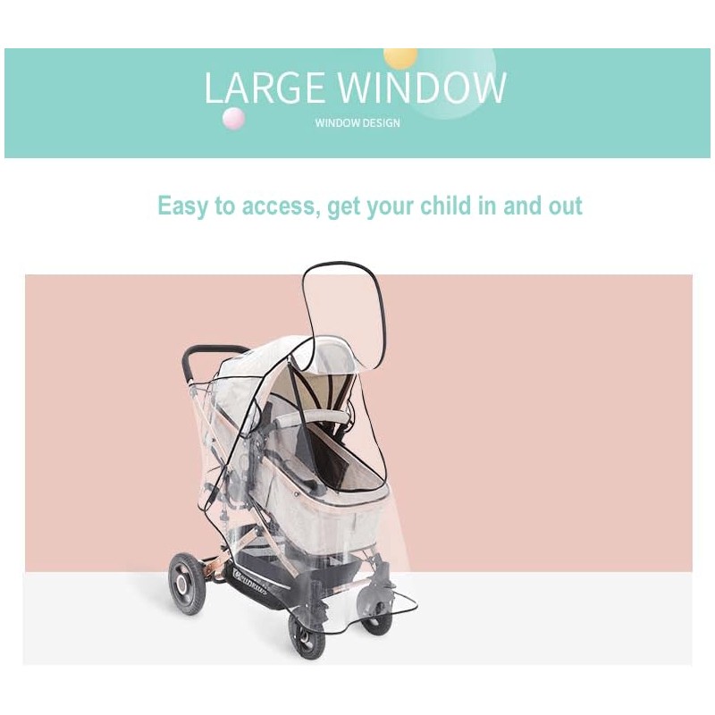 Universal Stroller Rain Cover for Pushchair Buggy Pram, Water Proof,