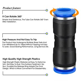 WAFJAMF Straight Push to Connect Fitting,4mm Tube OD Quick Release Pneumatic Connectors, Air Line Hose Pipe Fittings Kit Connector PU-4(10 Pcs)