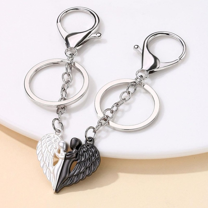 AMOR SPES 2PCS Couple Angel Keychain Set Valentines Gifts for