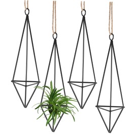 BESPORTBLE 4Pcs Hanging Planter Geometric Air Plant Holders for Wall Table Decor Lightweight Metal Plant Rack with Hollow Design for Use