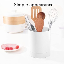 Cocoarm Premium PP Utensil Holder, 360 Degree Rotating with Compartment Design, Chopstick Basket, Tableware Storage Container for Home Kitchen (White)