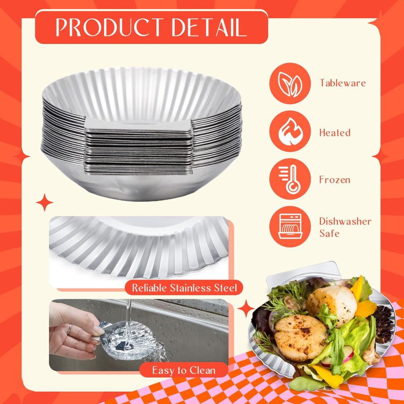 Baderke 50 Pcs Grillable Shells Stainless Steel Reusable All Purpose