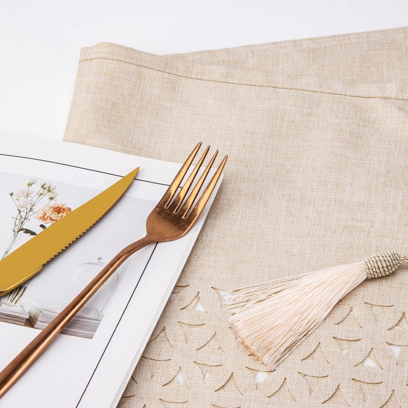 SANLEHAUSE Beige Table Runner 40 x 250 cm Modern Hollow