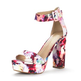 DREAM PAIRS Womens HI-LO High Heel Platform Pump Sandal Orinthia,Size 9,Floral,HI-LO